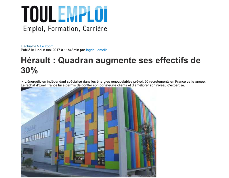 Hérault : Quadran augmente ses effectifs de 30%