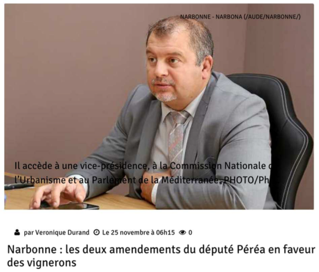 Narbonne: les deux amendements du député Péréa en faveur des vignerons
