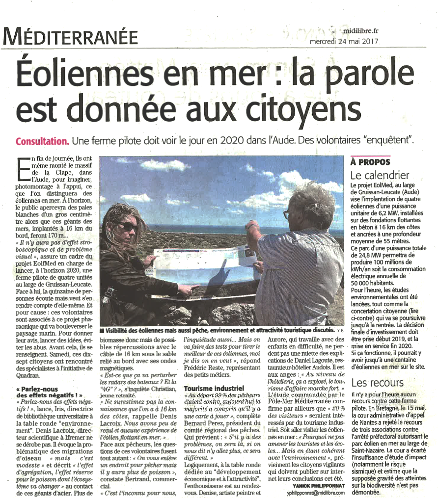 Éoliennes en mer : la parole est donnée aux citoyens